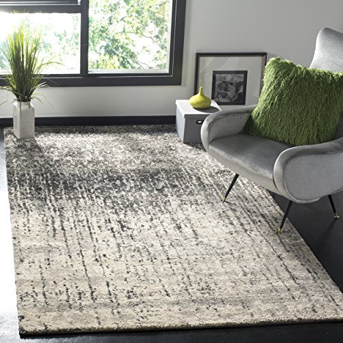 Safavieh Retro Collection Modern Abstract Black and Light Grey Area Rug (8' x 10')