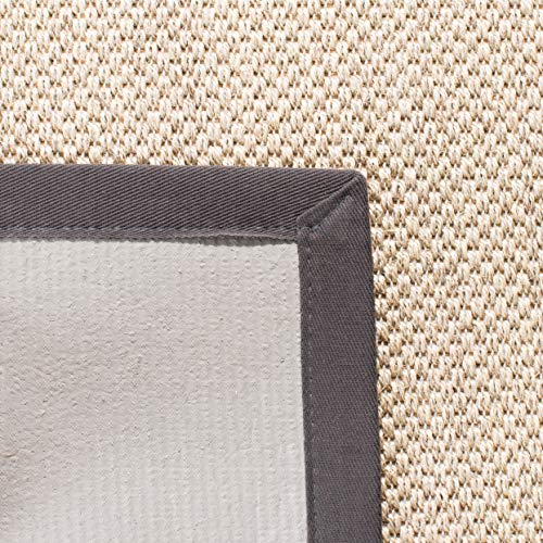 Safavieh Natural Fiber Collection NF143D Border Sisal Runner, 2'6" x 16' , Marble / Dark Grey