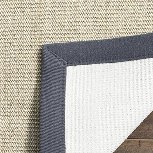 Safavieh Natural Fiber Collection NF441B Hand Woven Marble and Grey Sisal Square Area Rug (7' Square)