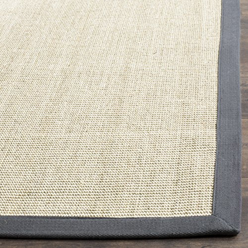 Safavieh Natural Fiber Collection NF441B Hand Woven Marble and Grey Sisal Square Area Rug (7' Square)