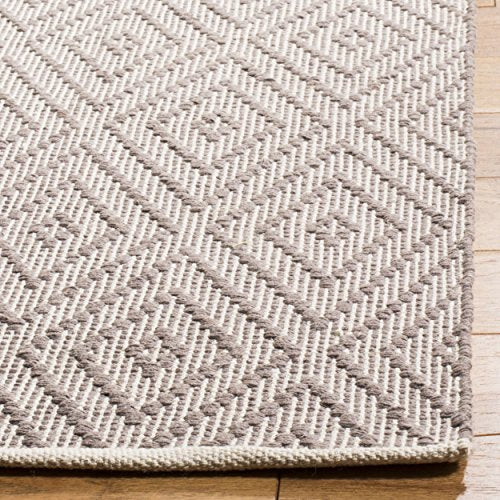 Safavieh Montauk Collection MTK811A Handmade Flatweave Grey and Ivory Cotton Area Rug (10' x 14')