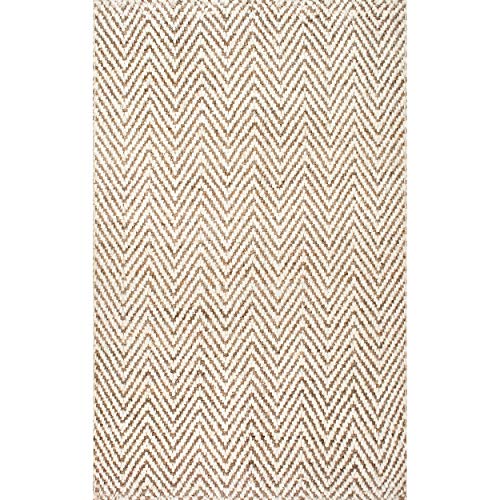 nuLOOM Vania Chevron Jute Rug, 9' 6" x 13' 6", Off White