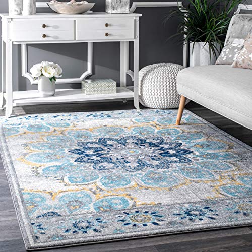 nuLOOM Kiyoko Vintage Floral Area Rug, 6' 7" x 9', Blue