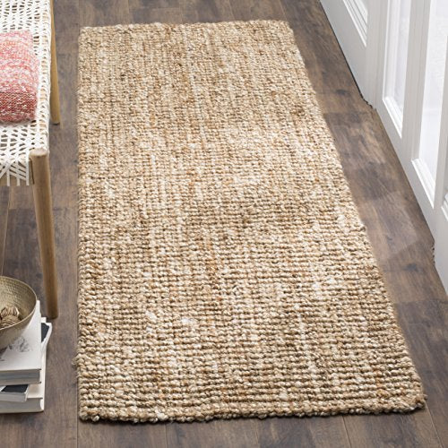 Safavieh Natural Fiber Collection NF447N Handmade Chunky Textured Premium Jute 0.75-inch Thick Runner, 2' x 18' , Ivory