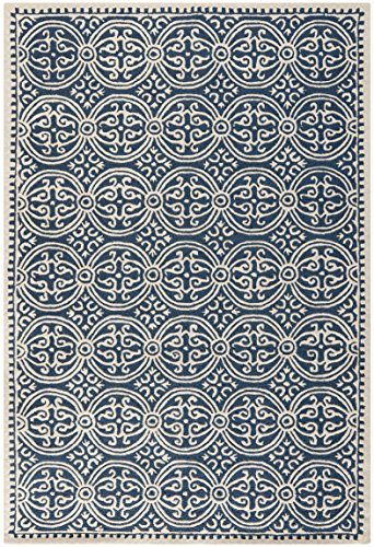 Safavieh Cambridge Collection CAM123G Handmade Moroccan Premium Wool Area Rug, 4' x 6', Navy Blue / Ivory