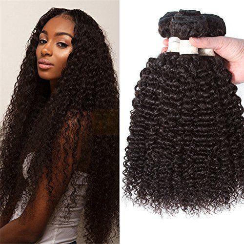 12A Kinky Curly Human Hair Weave 3 Bundles 18 20 22 Jerry Curly 100% Human Hair Weaving Unprocessed Soft Human Hair Extensions Natural Color bohemian Curl No Shedding Total 300g Pecwu