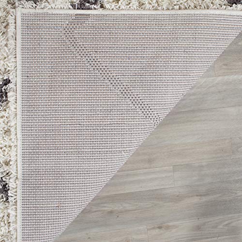 SAFAVIEH Dallas Shag Collection SGD258H Trellis Non-Shedding Living Room Bedroom Dining Room Entryway Plush 1.5-inch Thick Area Rug, 8' x 10', Ivory / Dark Grey