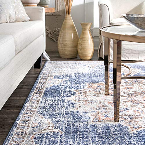 nuLOOM Leola Tabitha Medallion Vintage Area Rug, 8' x 10', Blue