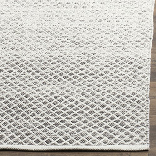 Safavieh Montauk Collection MTK601K Handmade Flatweave Light Grey and Ivory Cotton Area Rug (8' x 10')