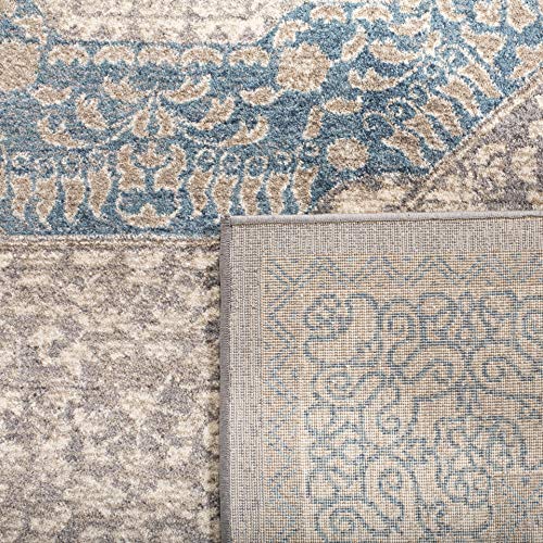 Safavieh Sofia Collection SOF365A Vintage Light Grey and Blue Center Medallion Distressed Area Rug (9' x 12')