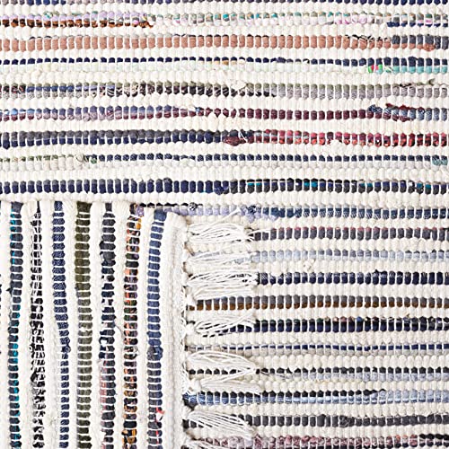 Safavieh Rag Rug Collection RAR125B Handmade Boho Stripe Cotton Area Rug, 6' x 9', Ivory / Multi