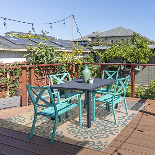 Gertmenian 21290 Neptune Prime Label Outdoor Rug, 8' x 10' Large, Aqua Green